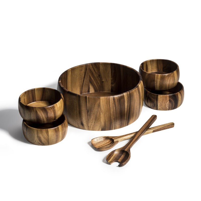 Union Rustic Acacia Wood 7Piece Salad Bowl Set & Reviews Wayfair